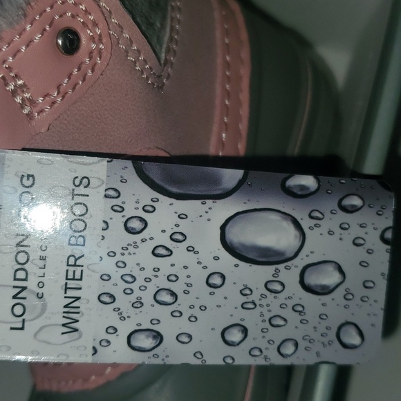 London Fog shoes girls size 6M Lil Tottenham pink / grey boots water res… - Picture 12 of 13